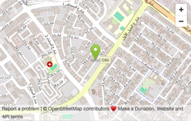 A map on a venue's page with a pin where the venue is