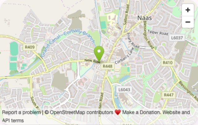 A map on a venue's page with a pin where the venue is