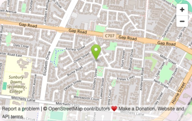 A map on a venue's page with a pin where the venue is