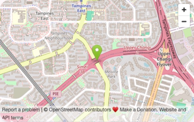 A map on a venue's page with a pin where the venue is