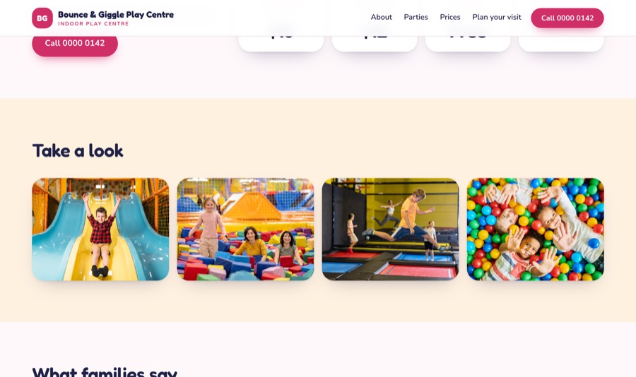 A photo gallery on the same page