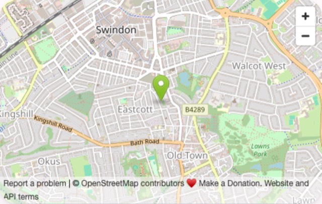 A map on a venue's page with a pin where the venue is