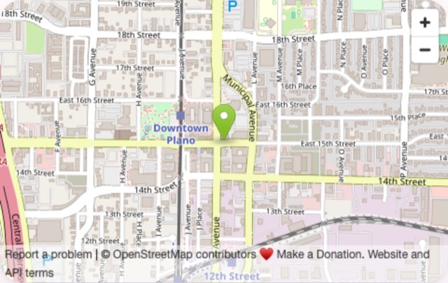 A map on a venue's page with a pin where the venue is