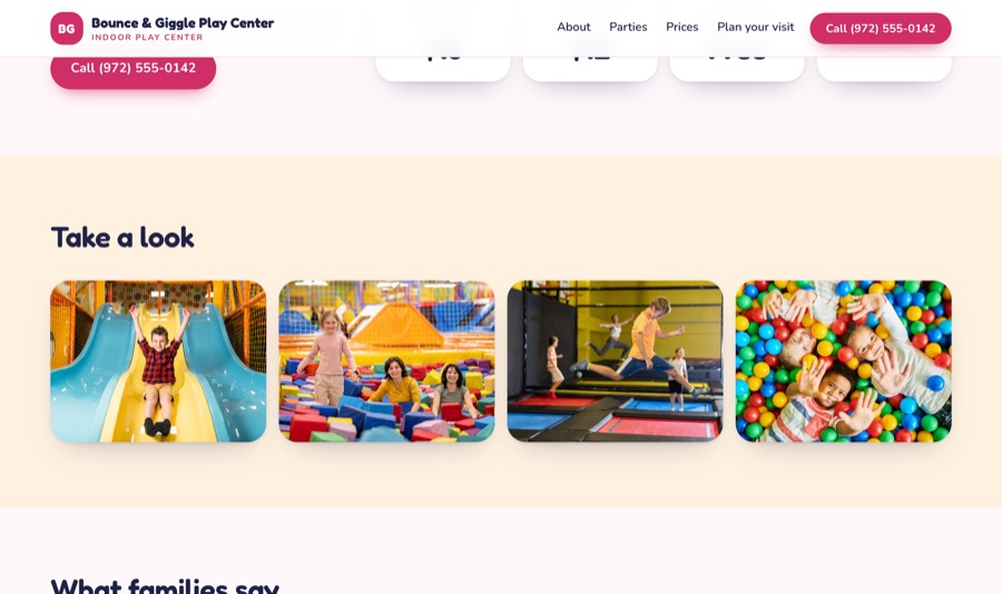 A photo gallery on the same page